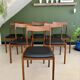 Set of 6 Danish teak chairs, 1970s.