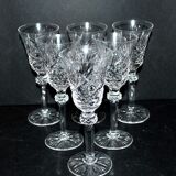 Cristallerie Lorraine, Series of 6 diamond cut crystal stemmed glasses 14.5cm