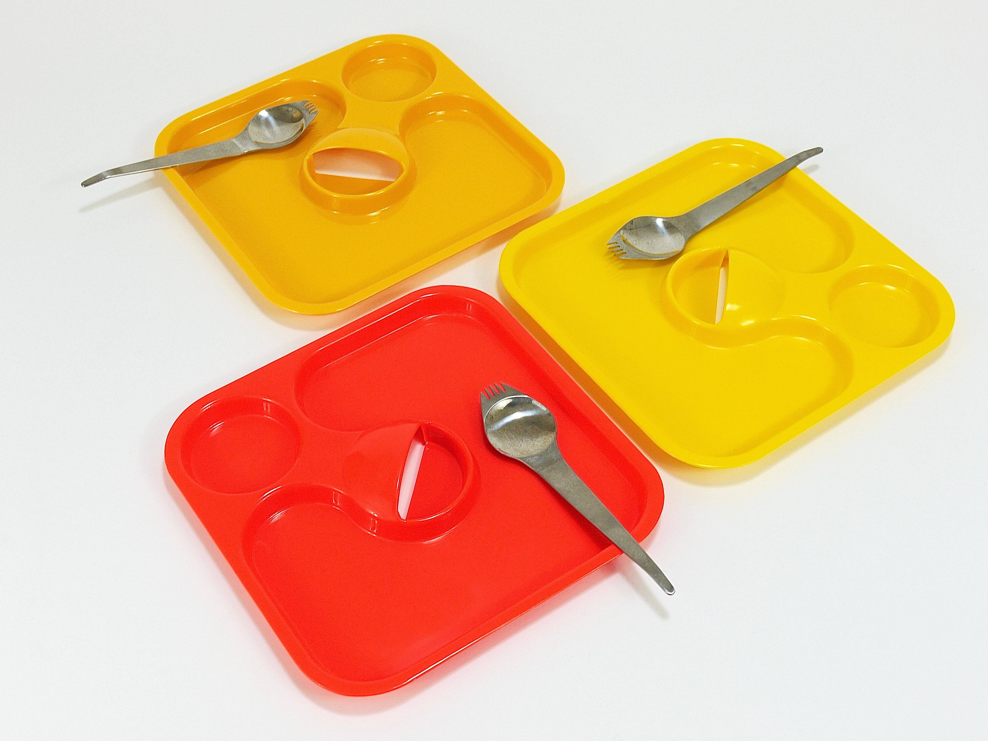3 sets of Amboss Party Palette & spork, plate & spoon & fork, Austria, 1970s
