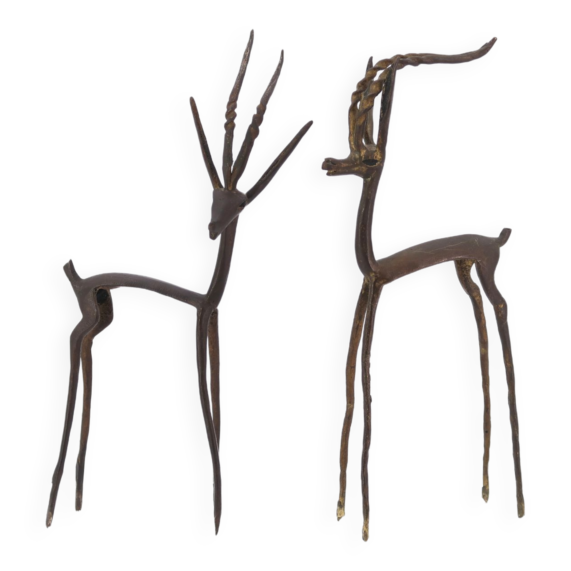 Pair of brass gazelles or antelopes, 50s