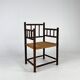 Fauteuil en hêtre teinté et paille de style Jacobéen, 1900s