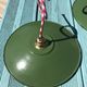 Pair of vintage hanging in green emailled tole 24 cm E14 sleeve