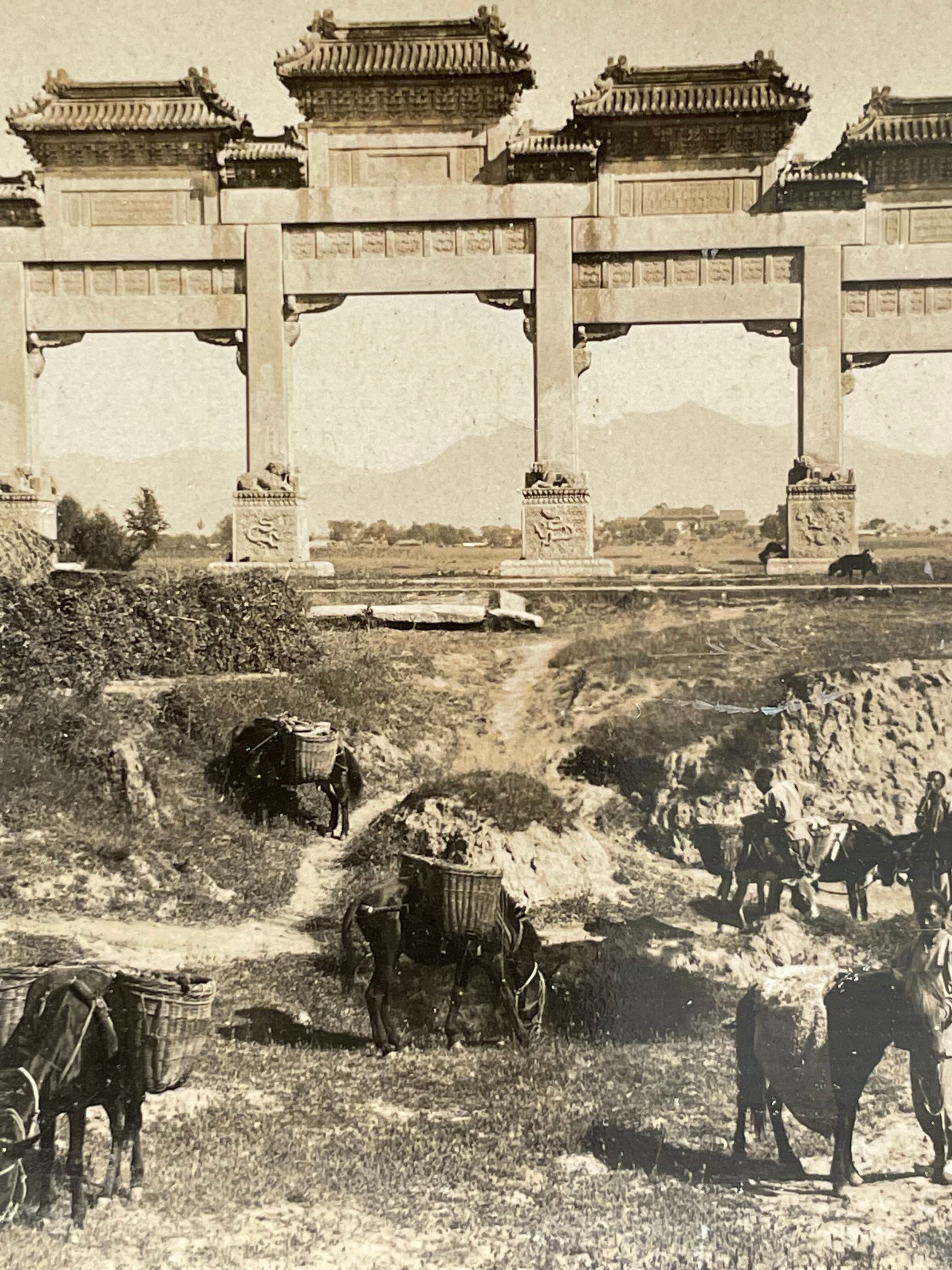 Ancient photography stereo, stereograph, luxury albumine 1903 Ming Royal Tombs, China