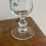 Vintage set of 4 champagne flutes Véronica myosotis