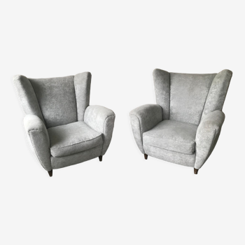Pair of italian armchairs in velvet