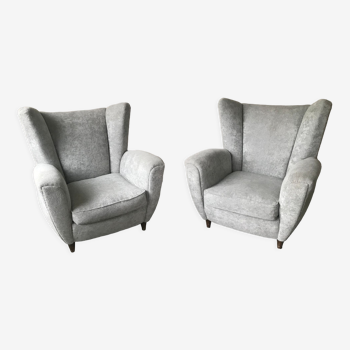 Paire de fauteuils italiens en velours