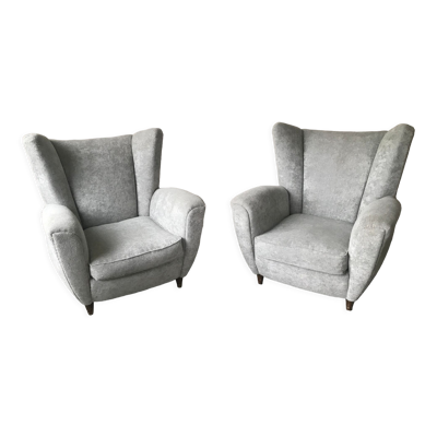 Paire de fauteuils italiens en velours