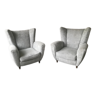 Paire de fauteuils italiens en velours