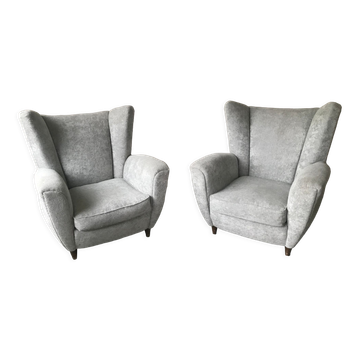 Paire de fauteuils italiens en velours