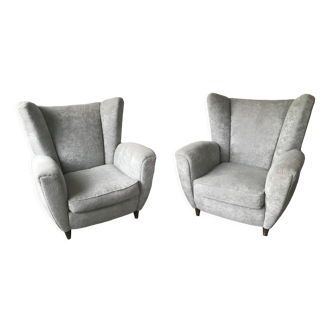 Pair of italian armchairs in velvet