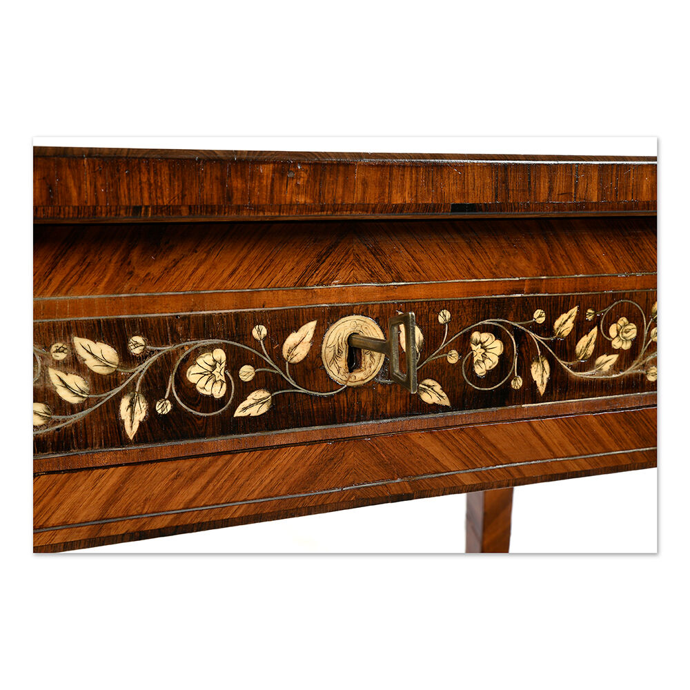Writing table in ivory and precious wood marquetry