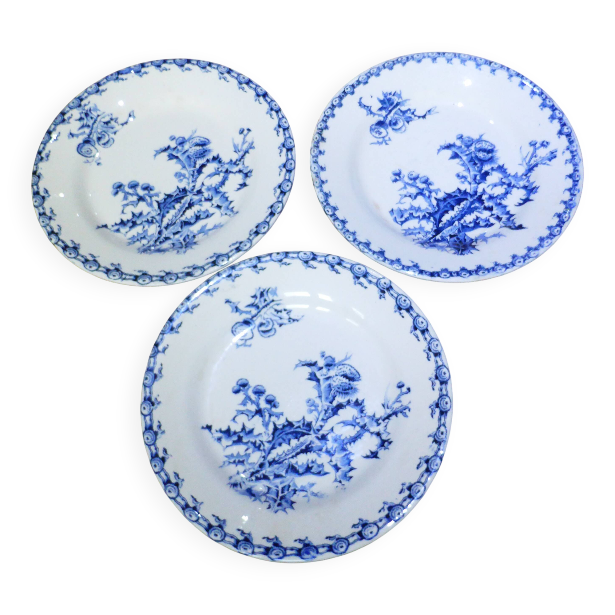 3 flat plates Gien Chardons service (3)