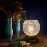 Vintage globe table lamp in moulded glass