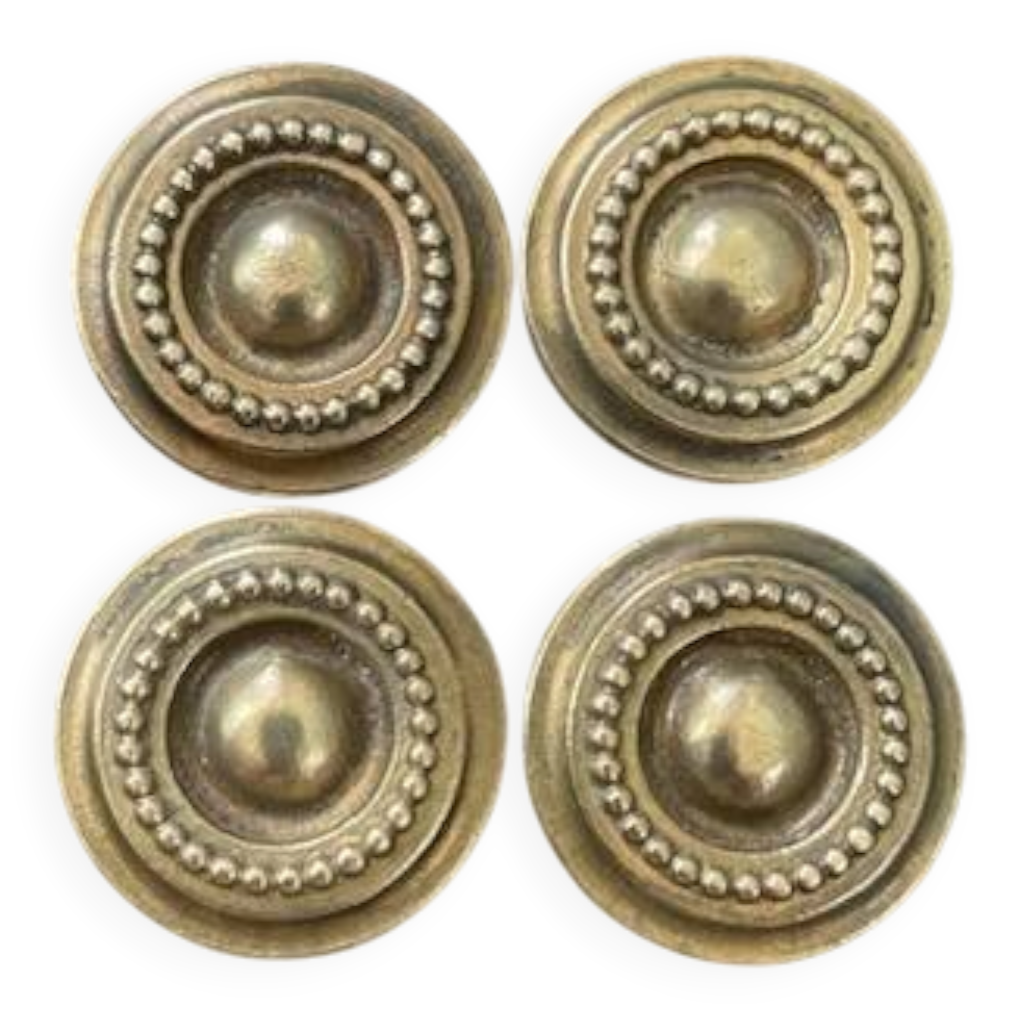 set of 4 antique solid brass handles