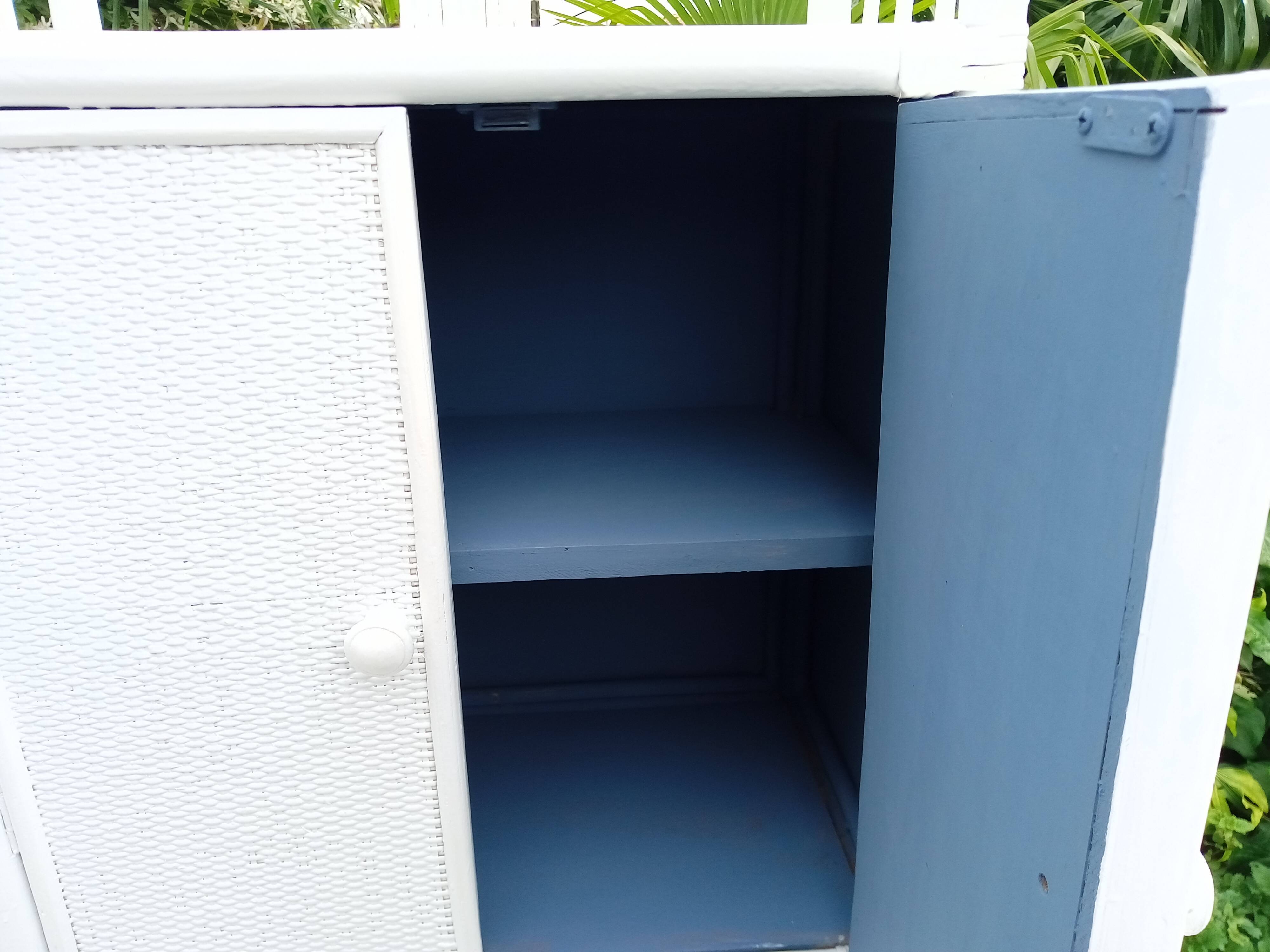White rattan shelf