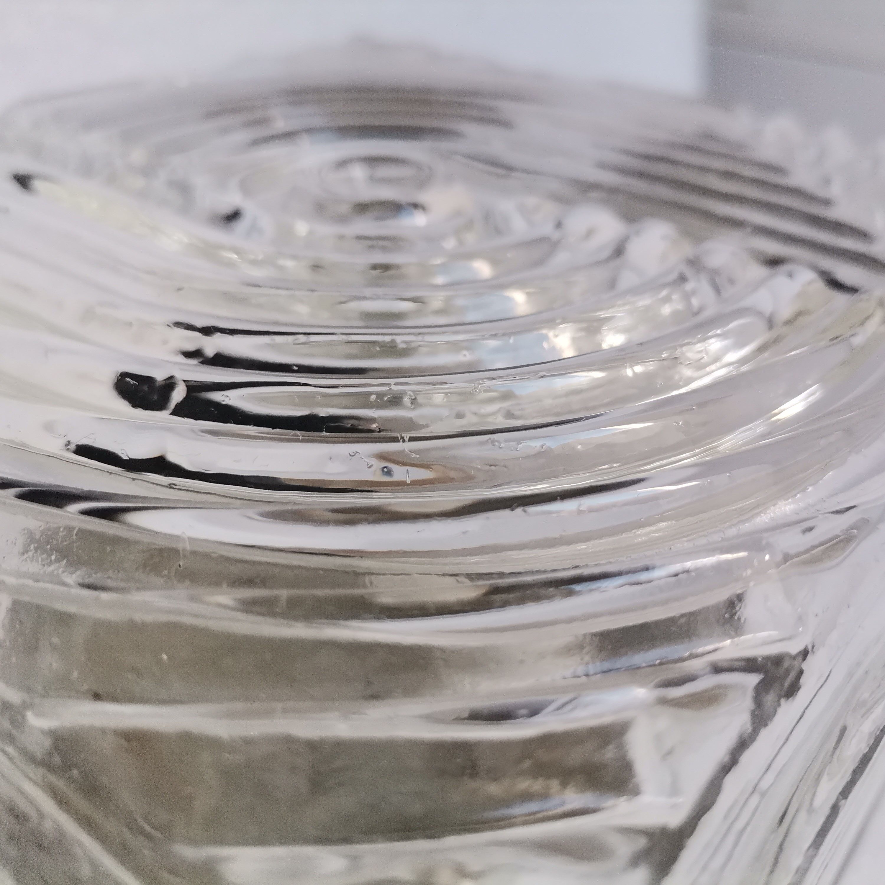 Square mid century clear ribbed glass flush mount light fixture lamp 1960s