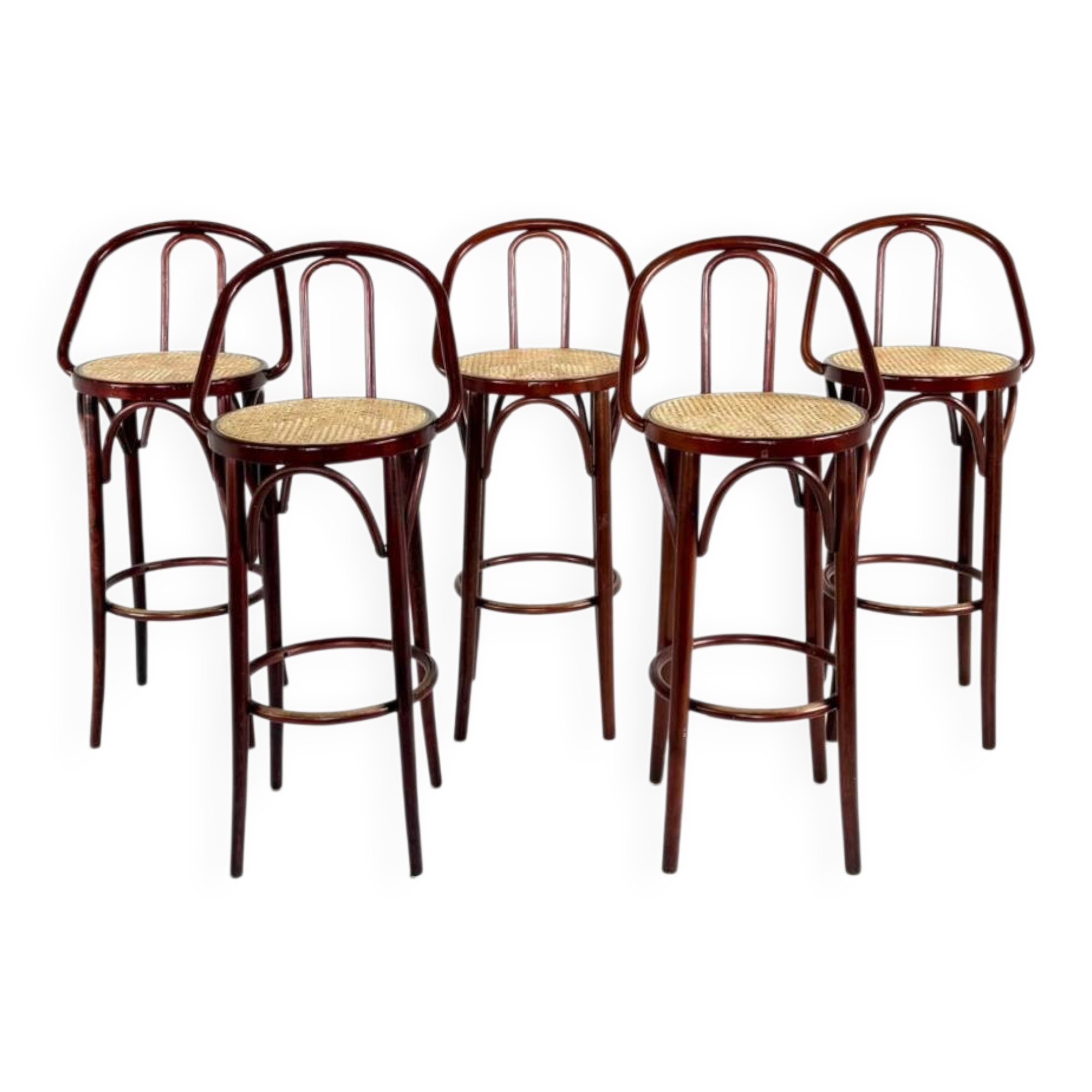 5x vintage rattan barstool, style Thonet ‘60