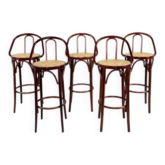 5x vintage rattan barstool, style Thonet ‘60