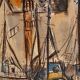 Watercolor signed Simone Duval-Wenta 1934-2015 view of Honfleur