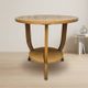 Vintage round wooden coffee table with lower shelf, 20th century