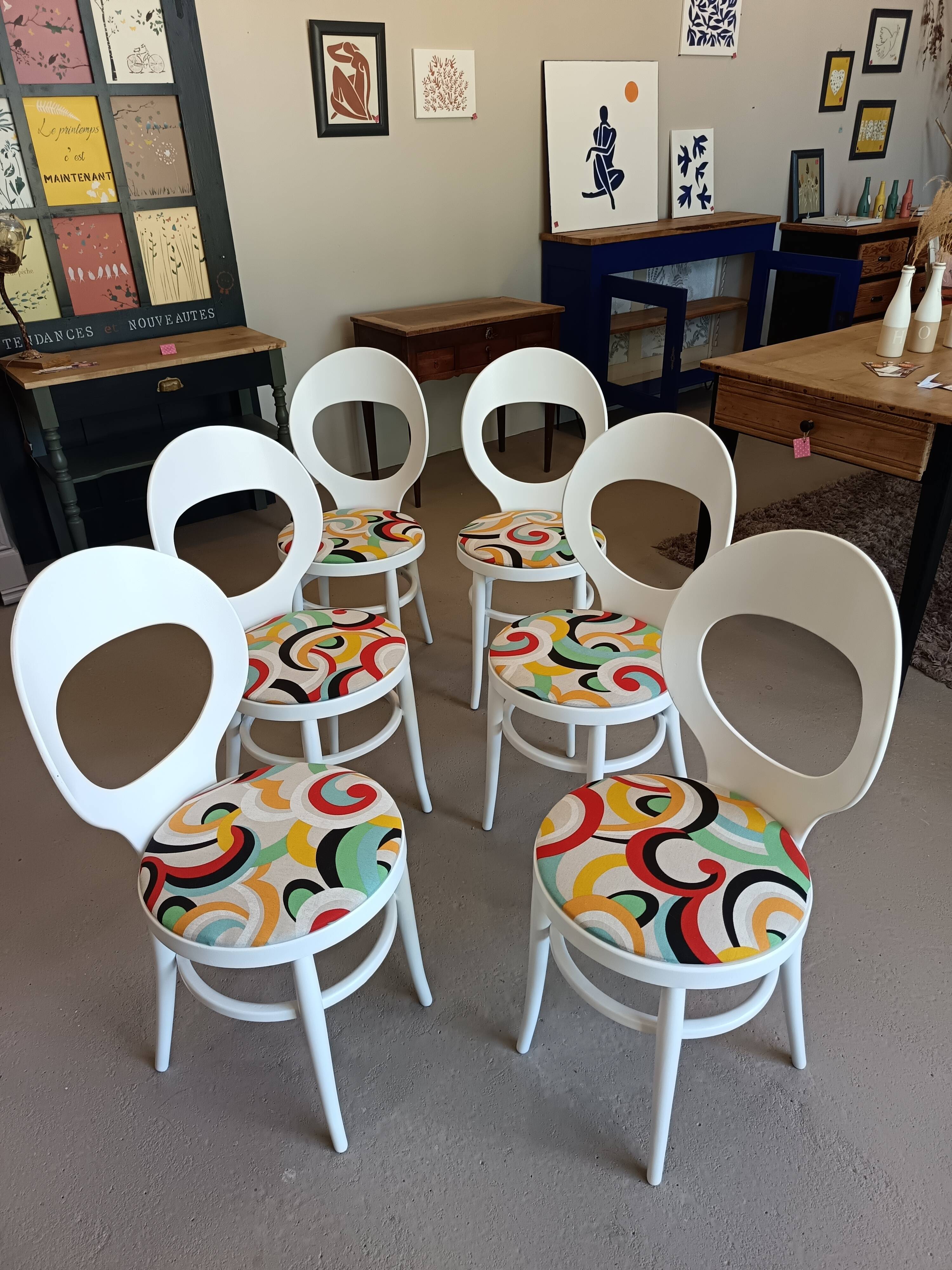 Lot of 6 chairs, 60s BAUMANN model MOUETTE, fully restored.