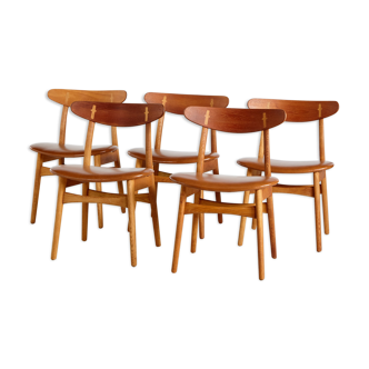 Set of 5 CH30 teak dining chairs by Hans J. Wegner for Carl Hansen & søn