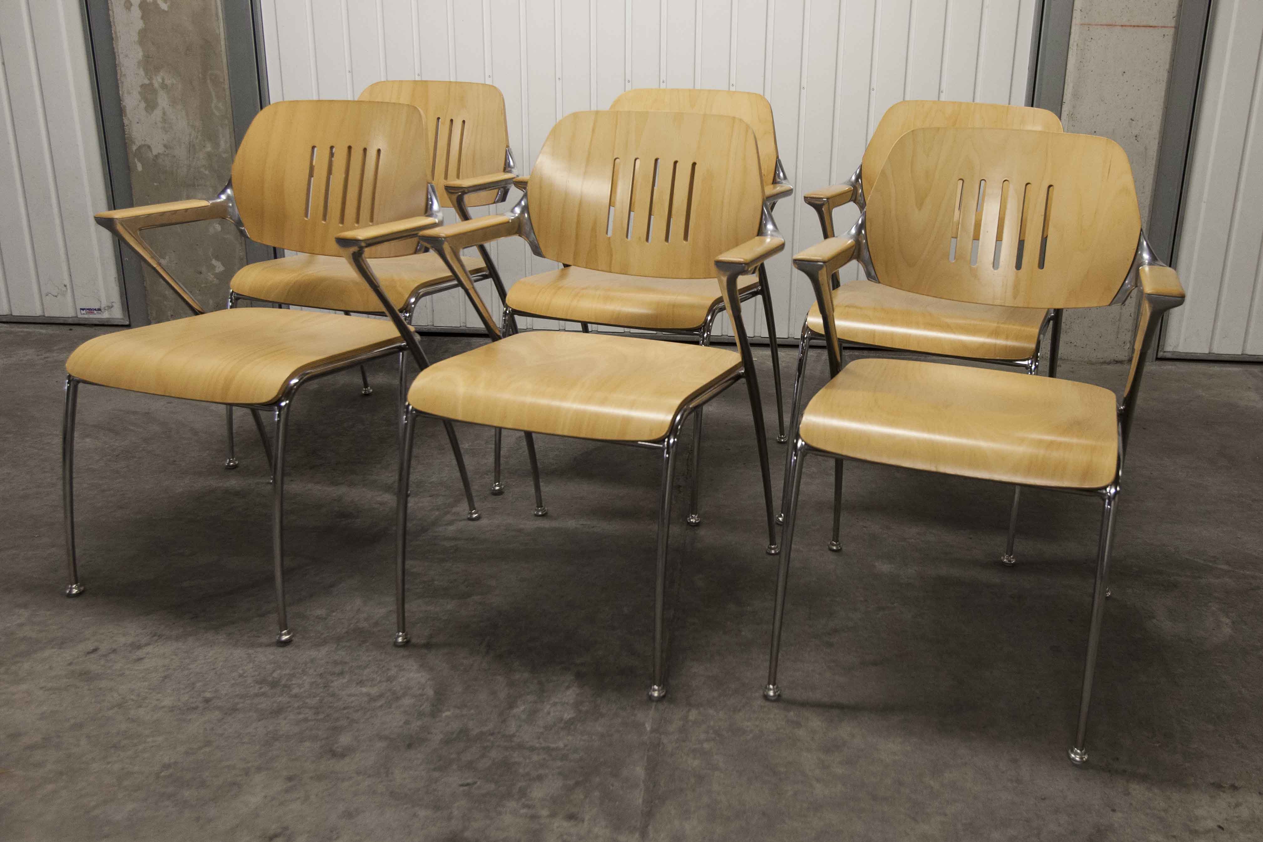 Lot of 6 "Golf" model chairs designed by Francesco Zaccone for the Brunner brand