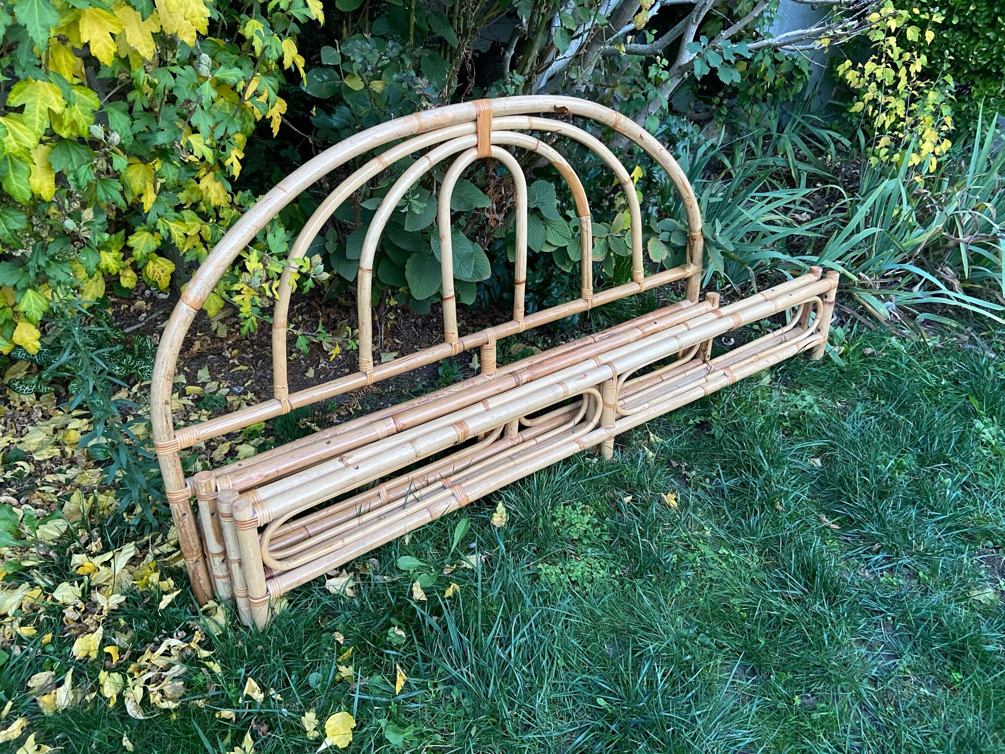 140x190 rattan and bamboo bed frame