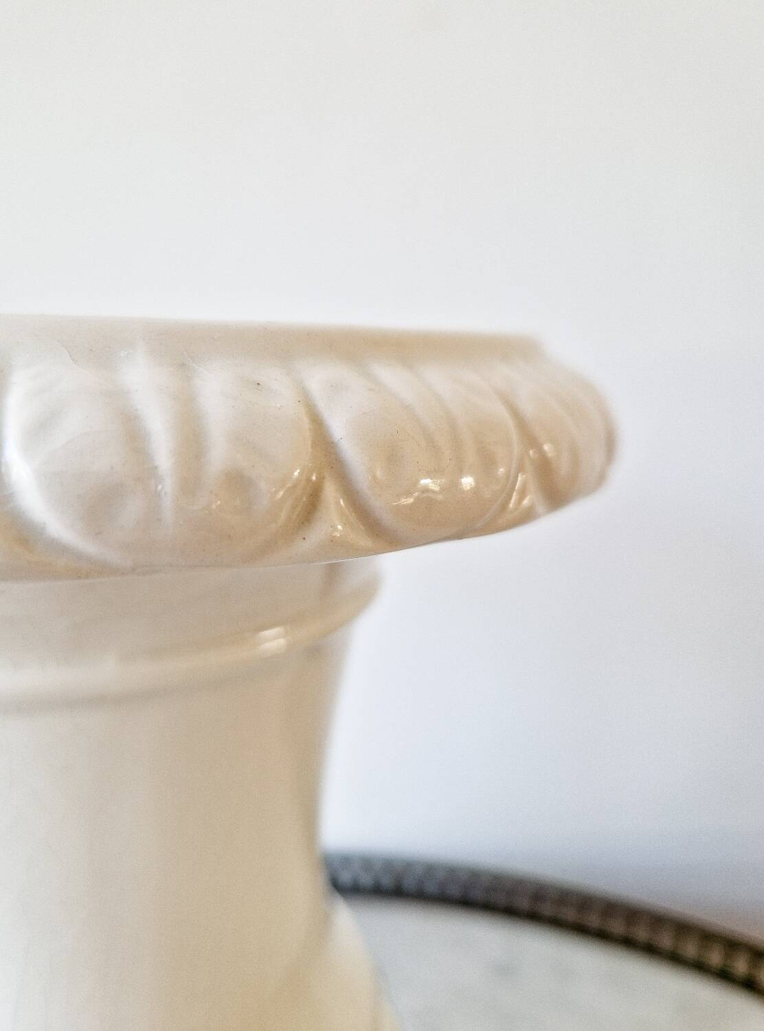 Large vintage white earthenware Medici vase