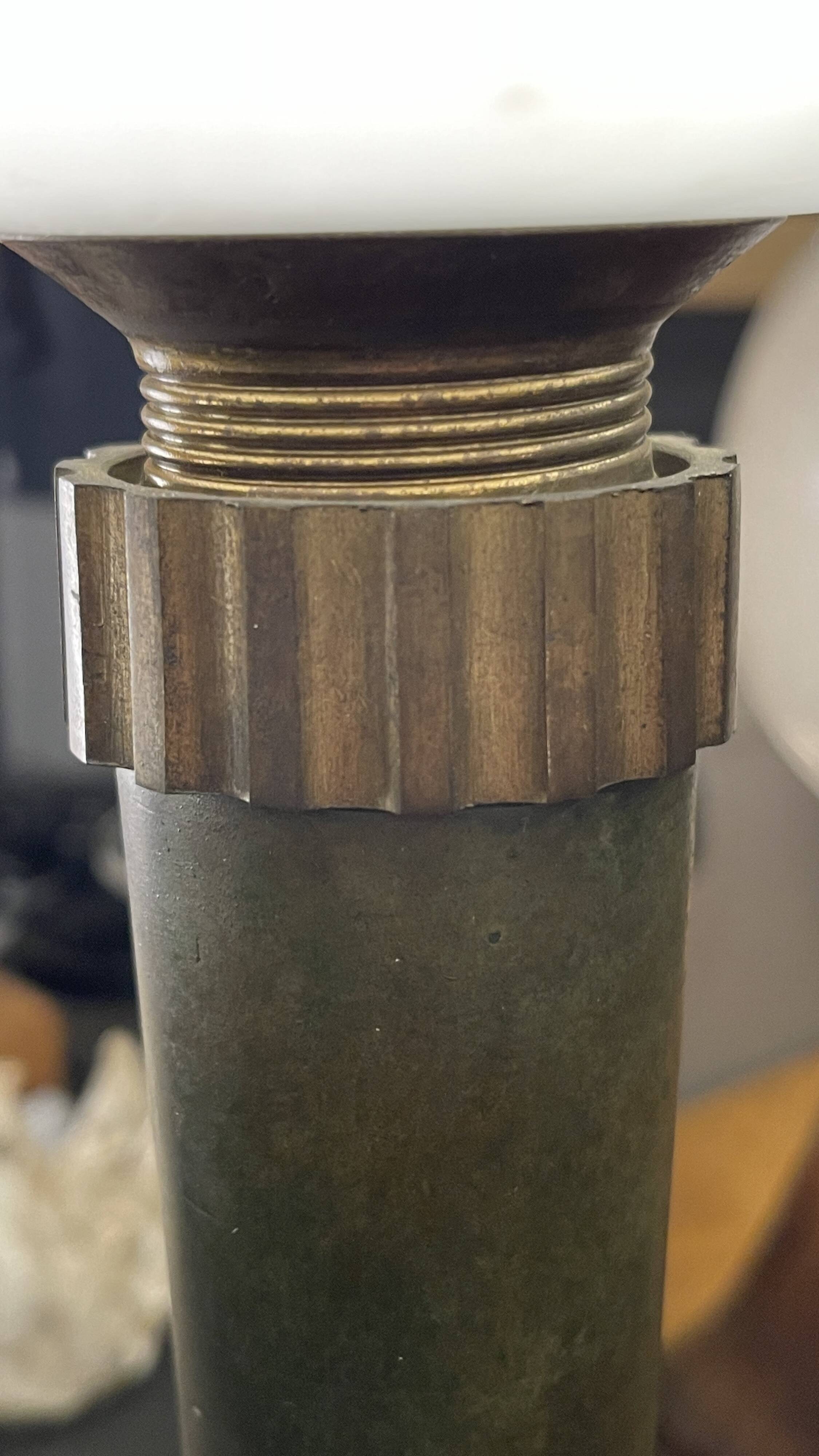 Art deco table lamp, jean perzel (73cm) no. 516 bronze opaline glass 1936