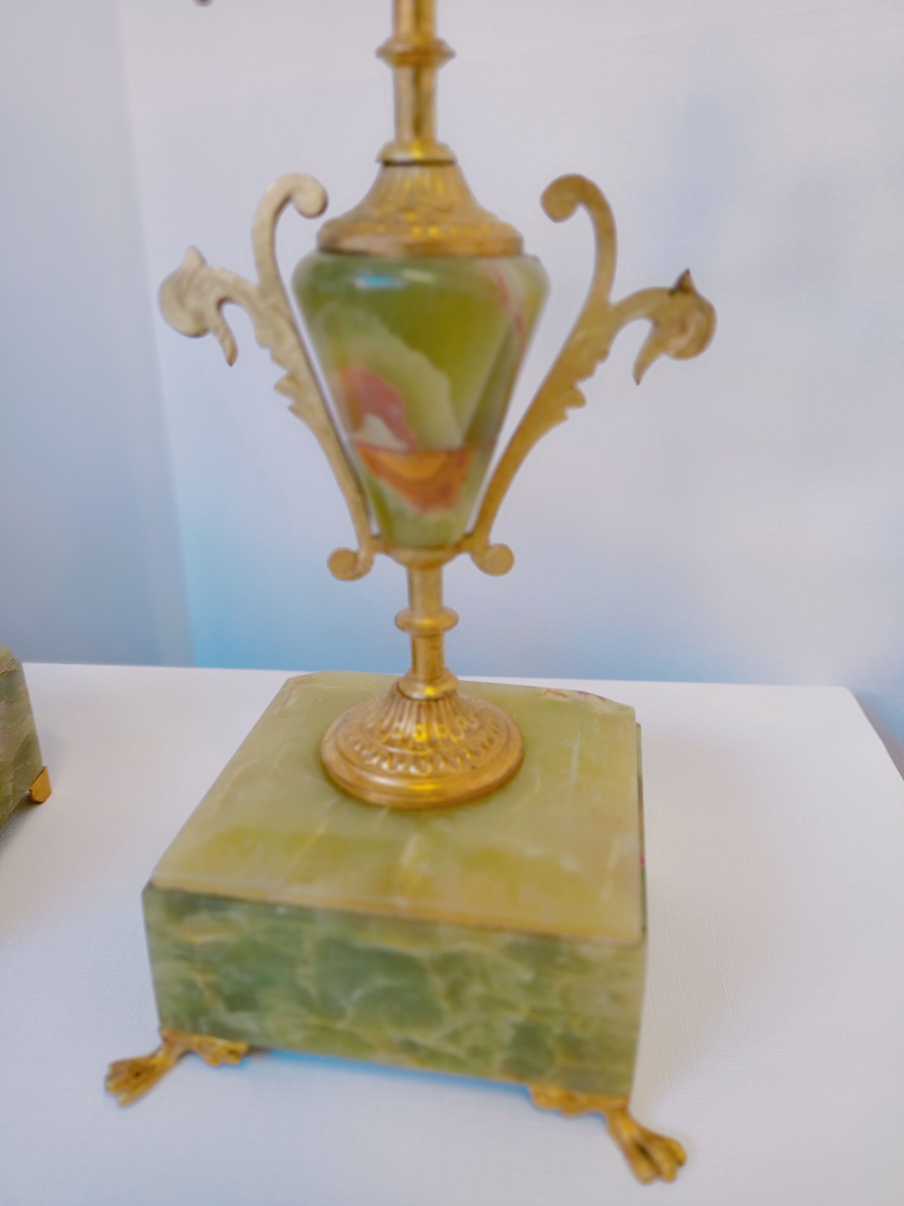 Two onyx candle holders