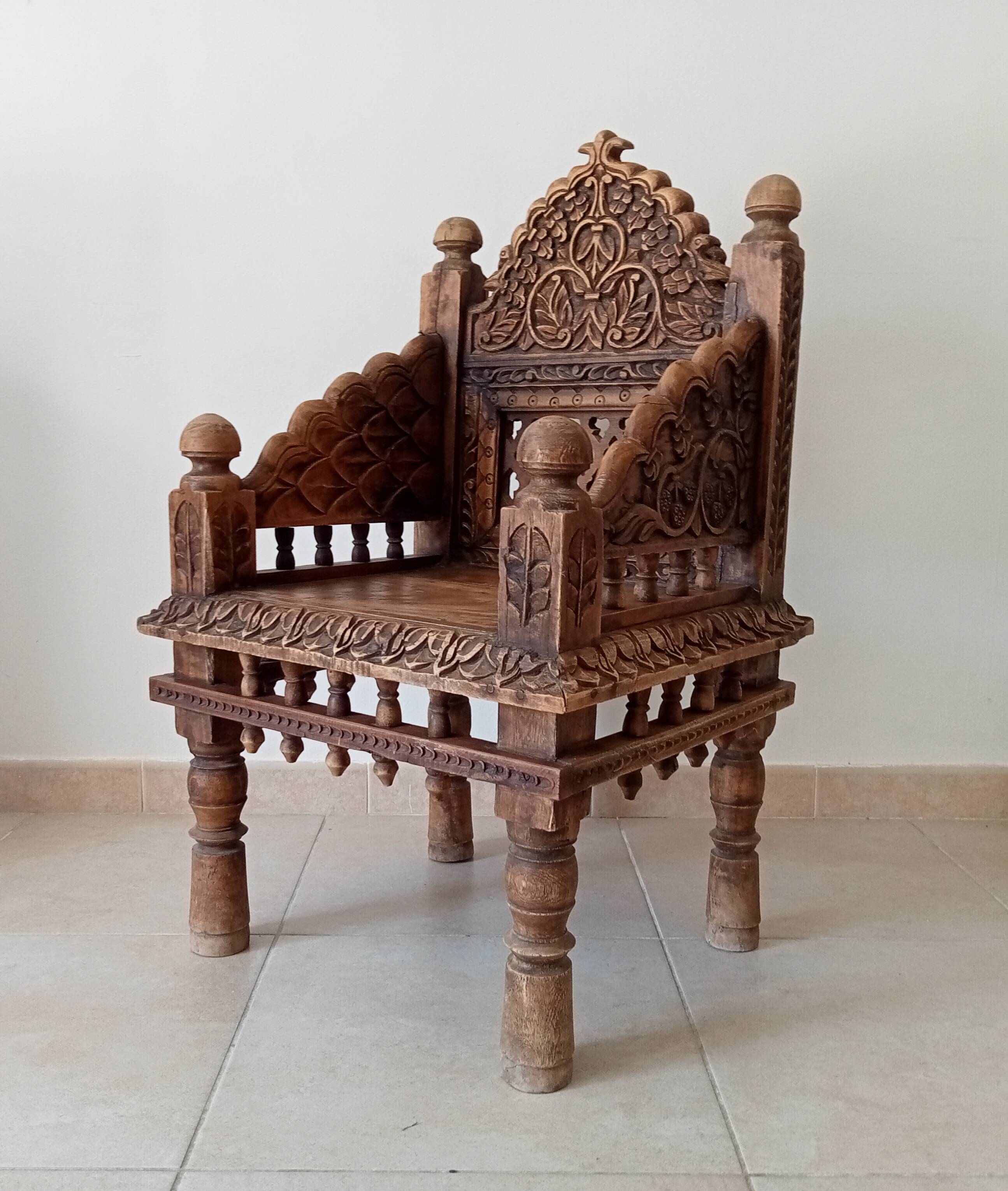 Fauteuil Ancien Pidha Rajasthan XIXeme en Palissandre