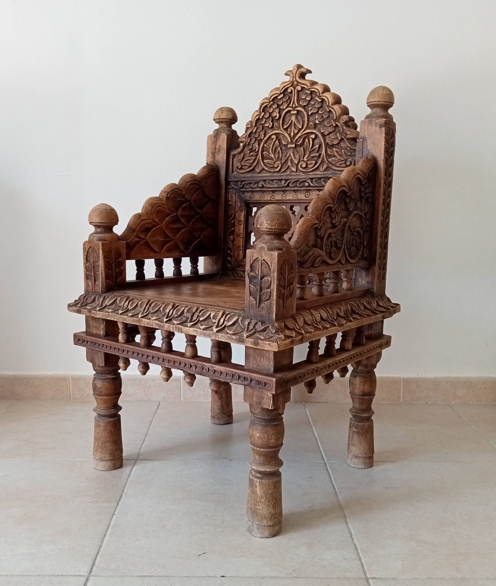 Antique Pidha Armchair from Rajasthan, 19th Century in Rosewood