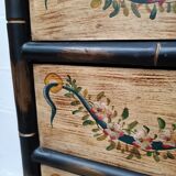 Venetian-style painted wood and bamboo chest of drawers