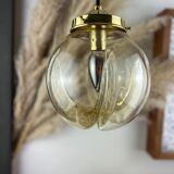 Lamp walking/suspension lamp large globe vintage molded glassware Murano smoked yellow