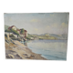 Old painting - Oil on canvas Lake Geneva Chateau de Glérolles (Switzerland)