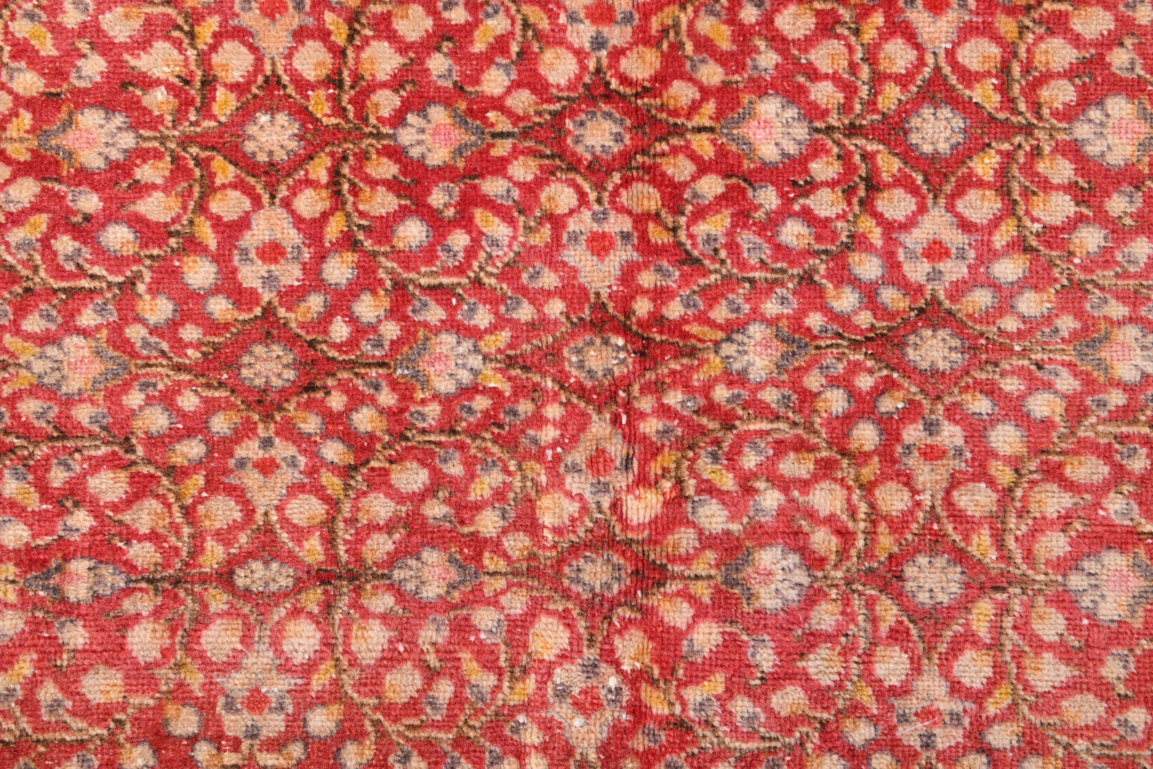 7x9 Red & Yellow Floral Persian Vintage Rug, 206x290Cm