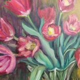 Tableau huile sur toile bouquet signé A Parisis