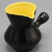 Old ceramic pitcher design vintage black yellow dlg vallauris elchinger