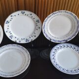 6 assiettes anciennes dépareillées bleu/blanc st amand, moulin des loups