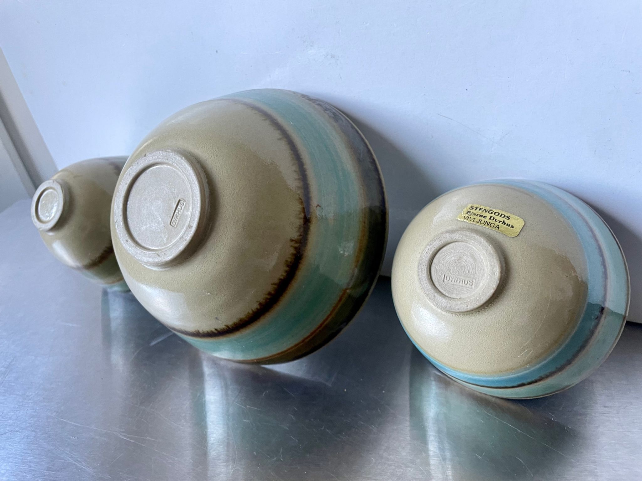 Lot of 3 scandinavian midcentury bowls in stoneware