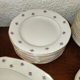 Old service 28 pieces porcelain KG Keller and Guérin Lunéville France decorated with flowers Rosita XIXth Century