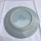 Old Plate Deco QUIMPER HB France Blue Ceramics - Vintage Painted Drawing