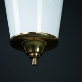 Mid-Century pendant lantern in brass and lattimo Murano glass, Italy, 1950s