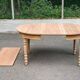 Round extendable dining table stripped in solid cherry wood France 1950
