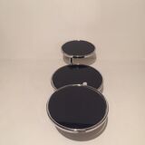 3-plate swivel coffee table in 1970s glass and chrome