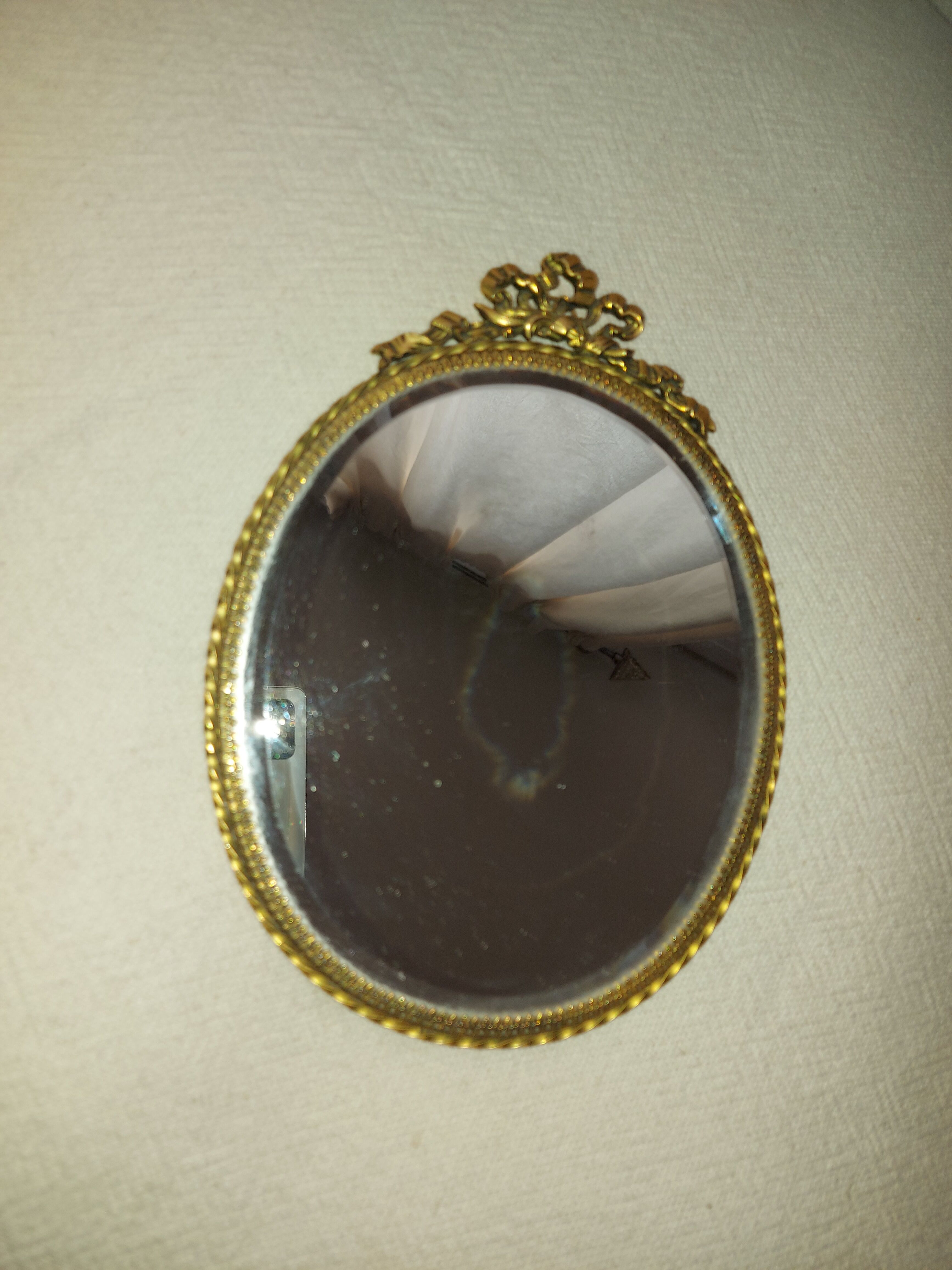 Miroir biseauté en laiton doré vintage -17x23cm