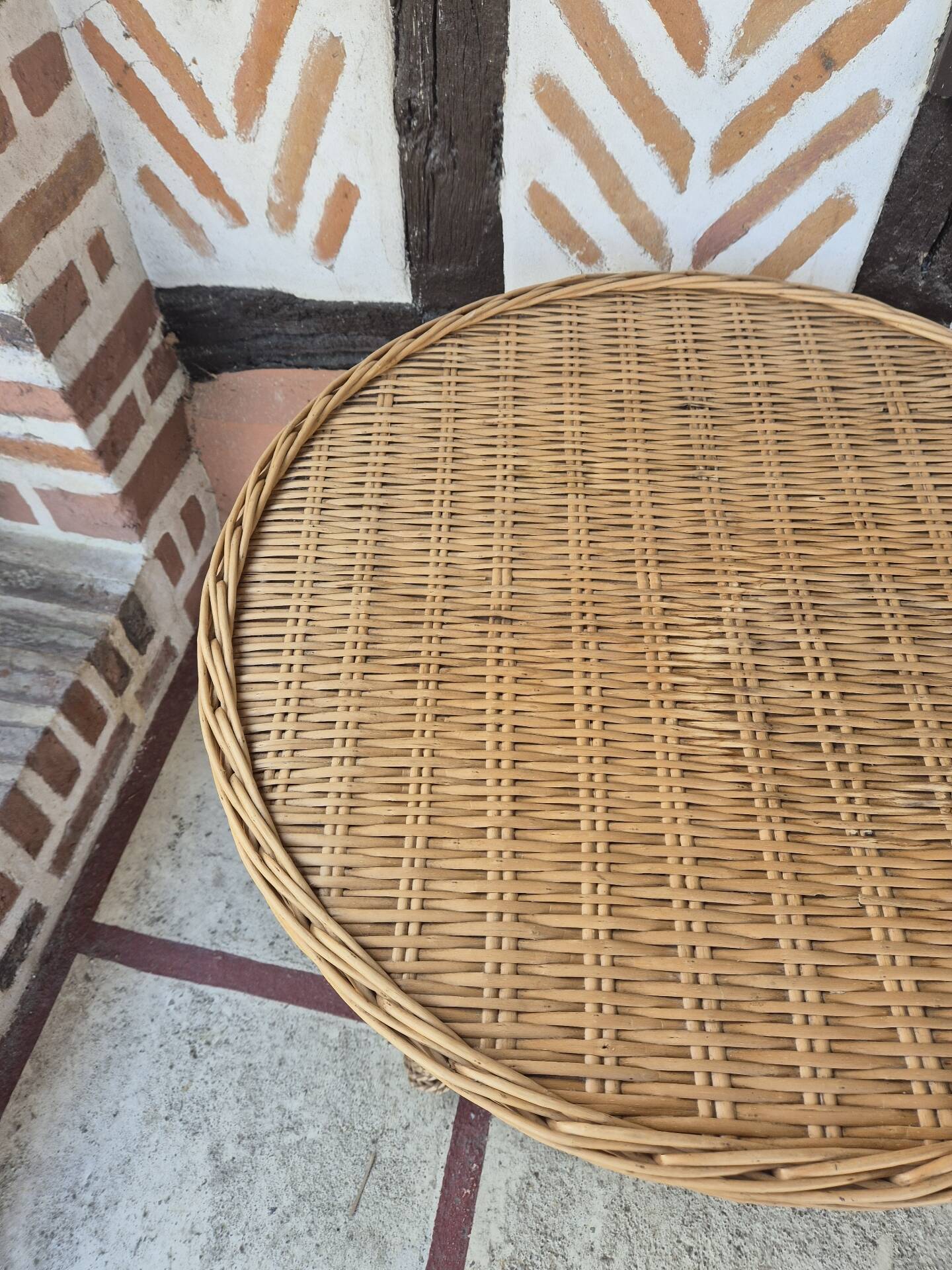 Vintage rattan wicker coffee table