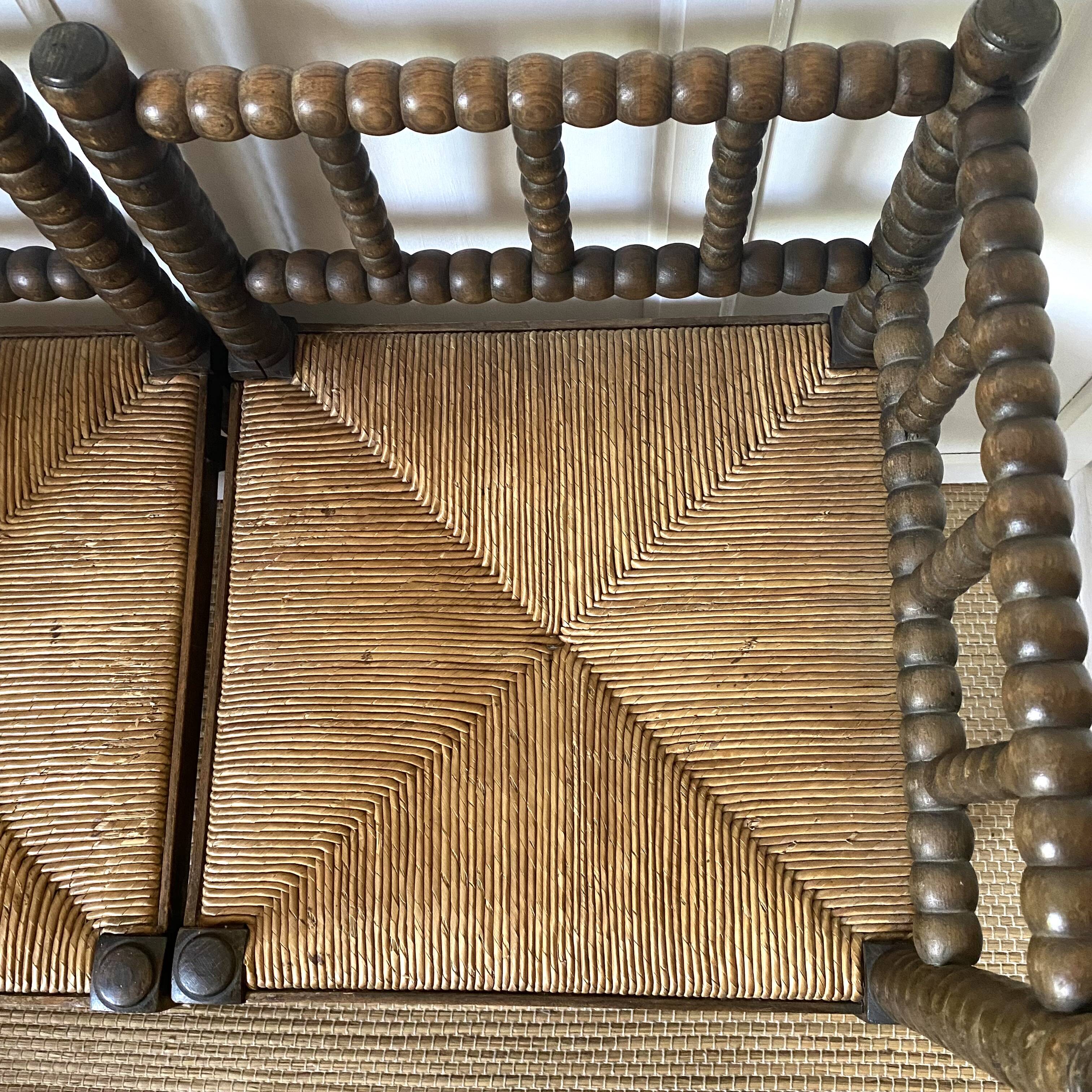 Pair of turned wood corner chairs, fireside chairs