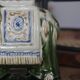 Vintage elephant ashtray in glazed ceramic – Green, cream and blue – Asian decor